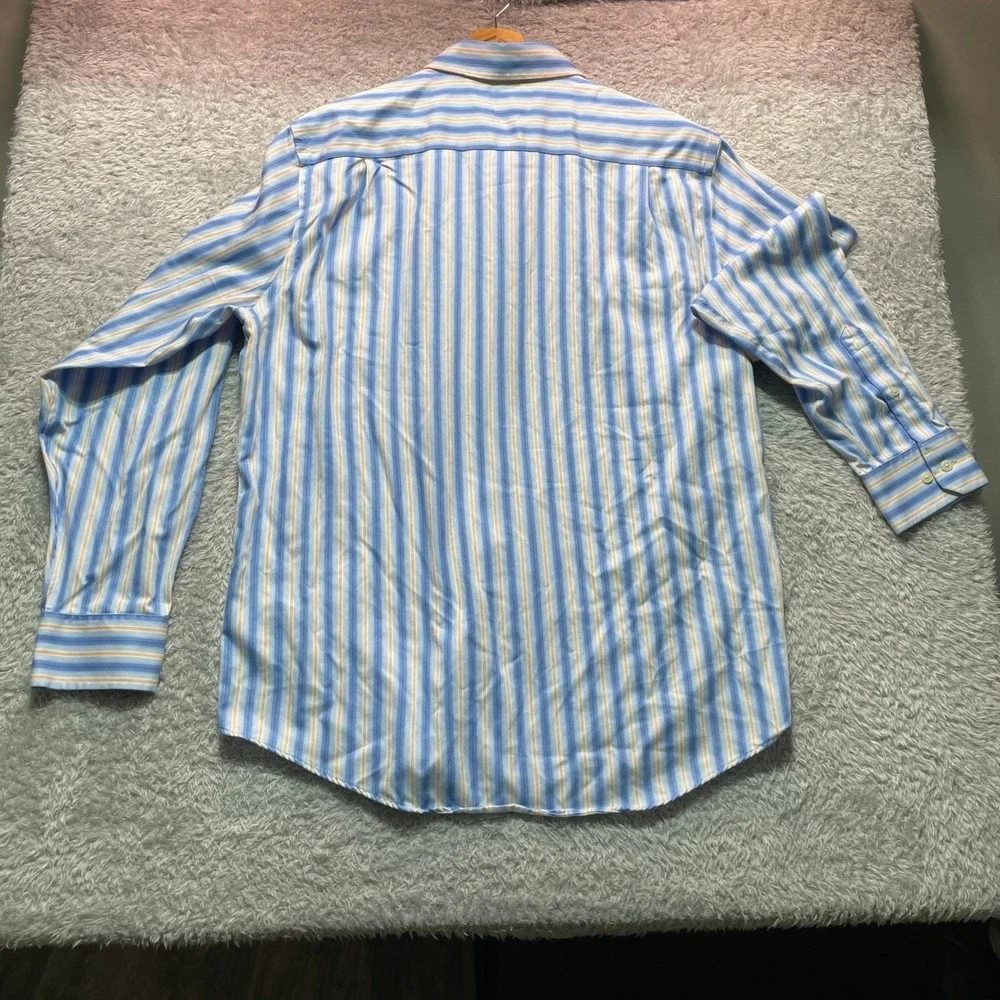 Banana Republic Mens Classic Fit Striped Dress Shirt Blue Orange L 16-16.5